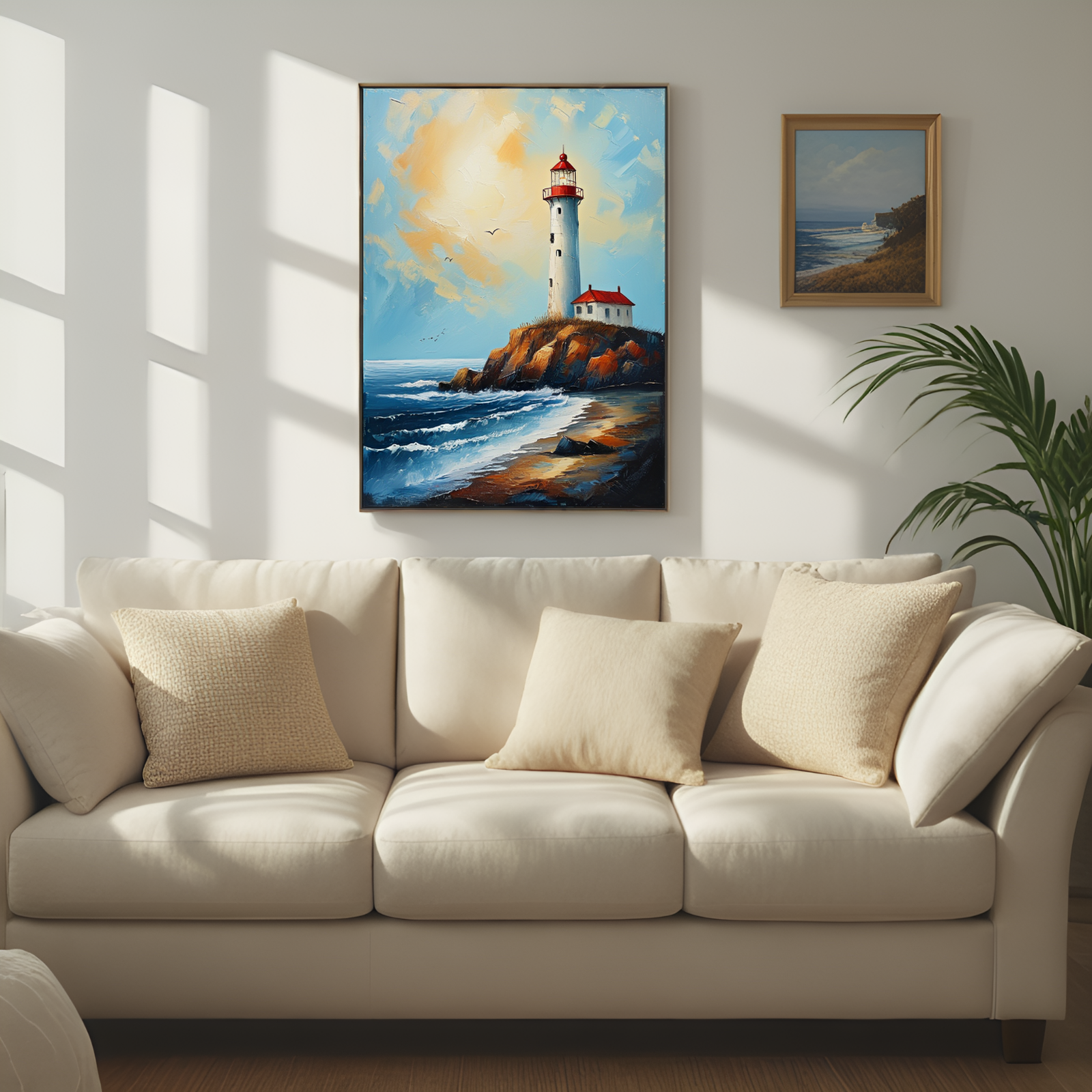 Guiding Light on the Coast: A Serene Maritime Scene