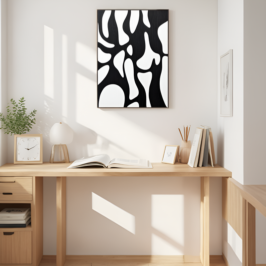 Abstraction entrelacée : la danse du noir et du blanc 