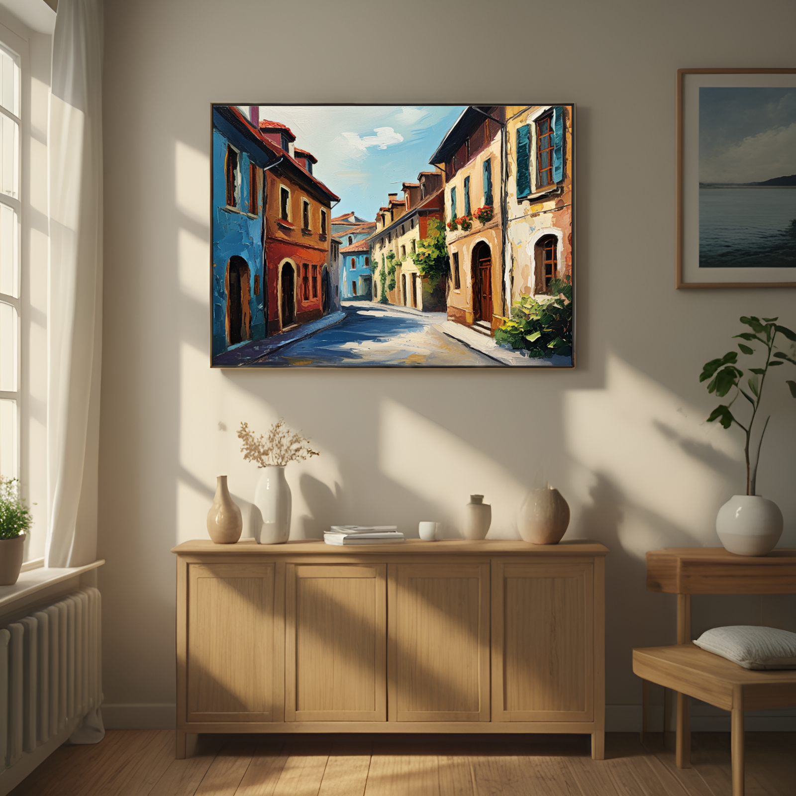 Charming Alleyway in a Colorful Town