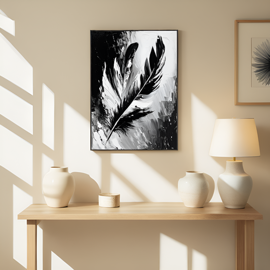 Ethereal Impressions: The Monochrome Feather