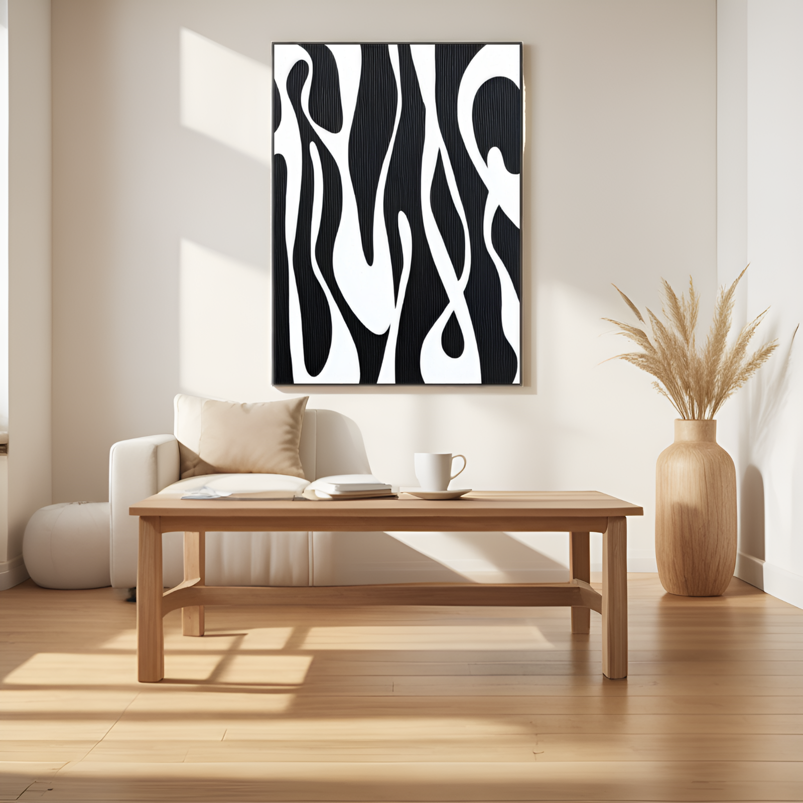 Fluid Forms in Monochrome: A Dynamic Abstract Composition