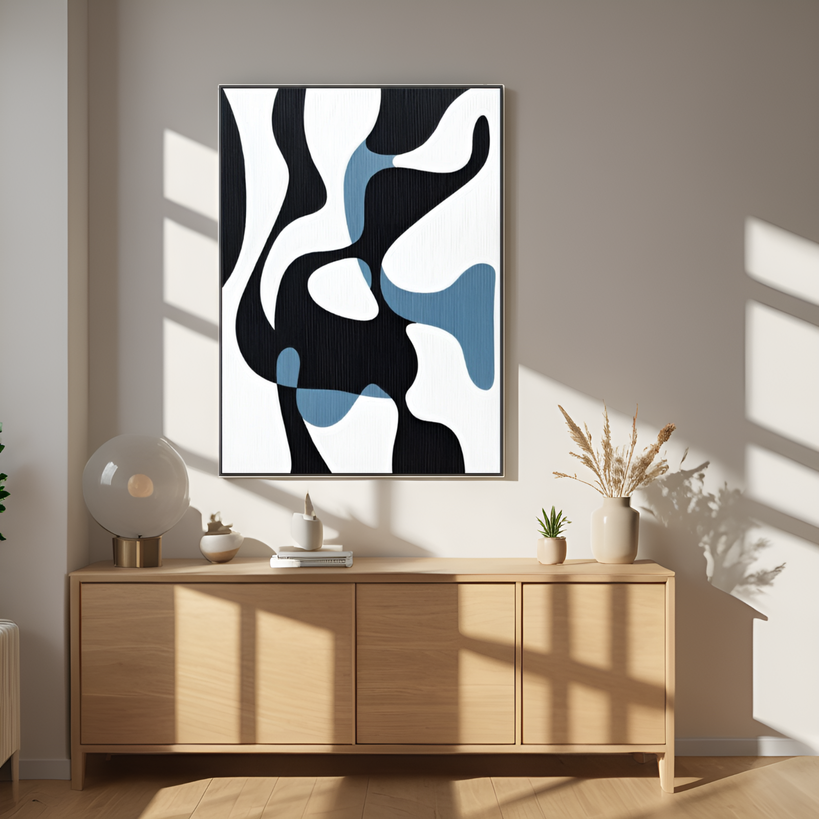 Fluid Abstraction: The Interplay of Shapes in Monochrome and Blue