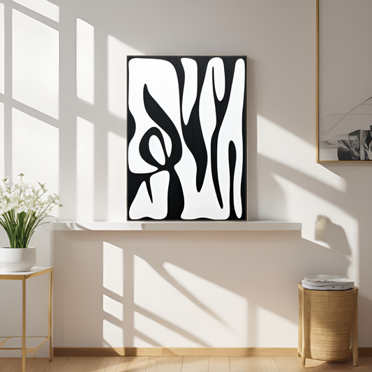 Dynamic Interplay: The Abstract Fusion of Black and White