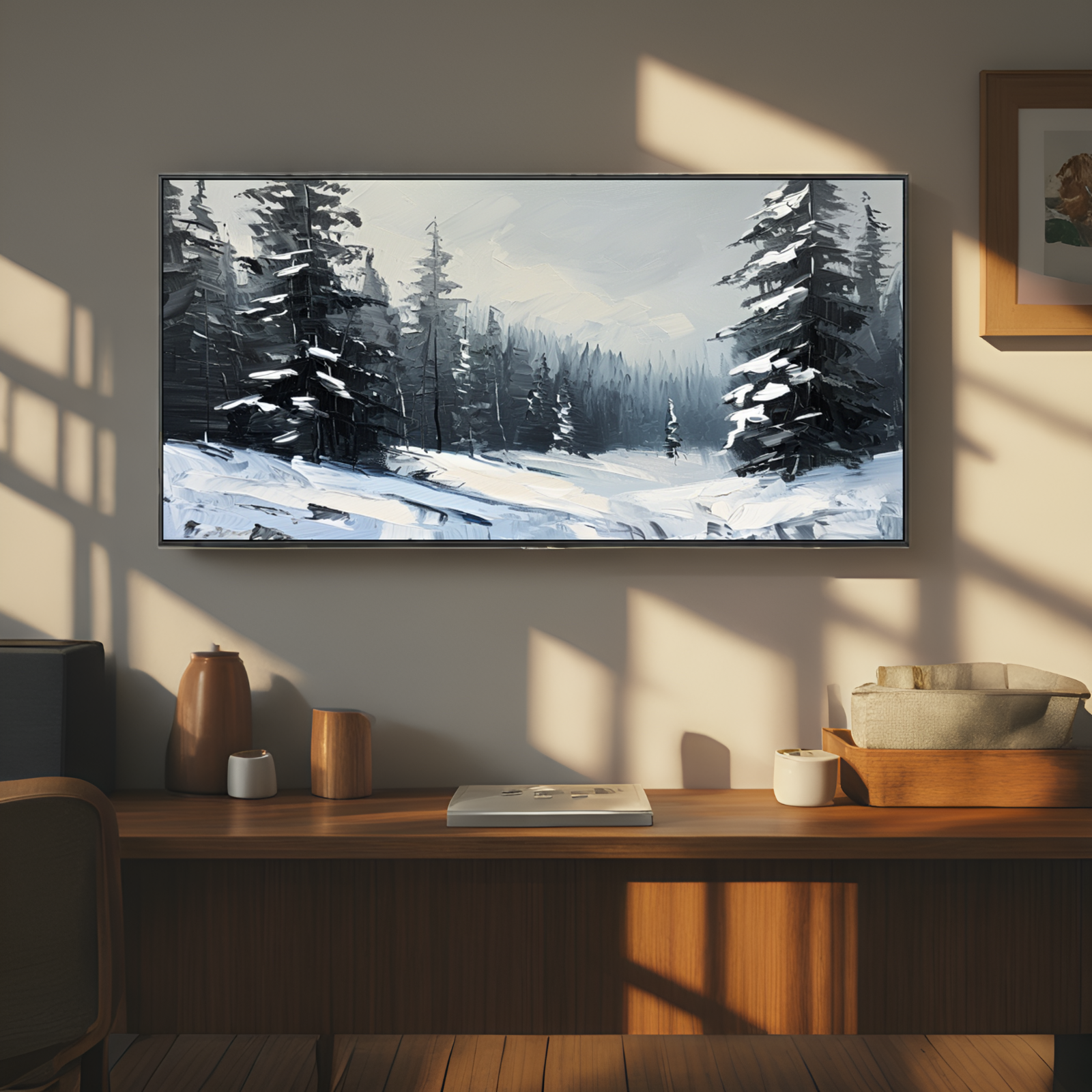Snow - covered Pine Forest Landscape
