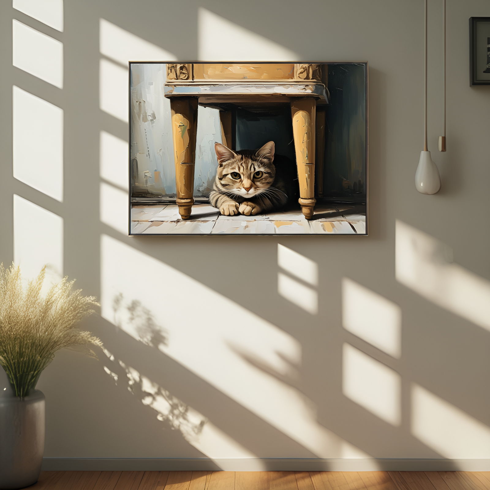 Tabby Cat in Hiding