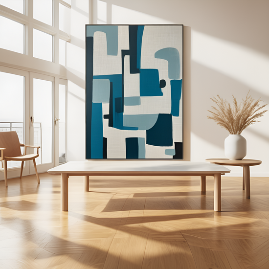 Abstract Symphony of Blues and Neutrals