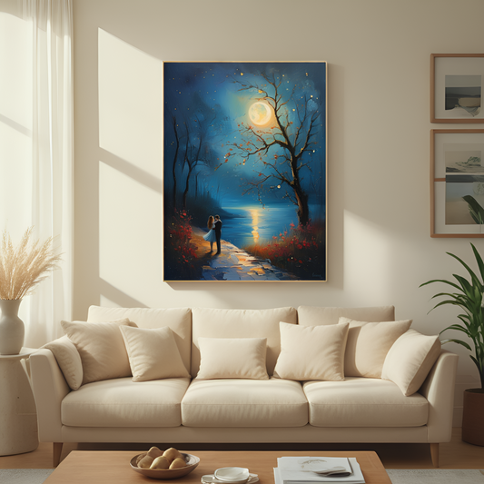 Moonlit Embrace by the Lakeside