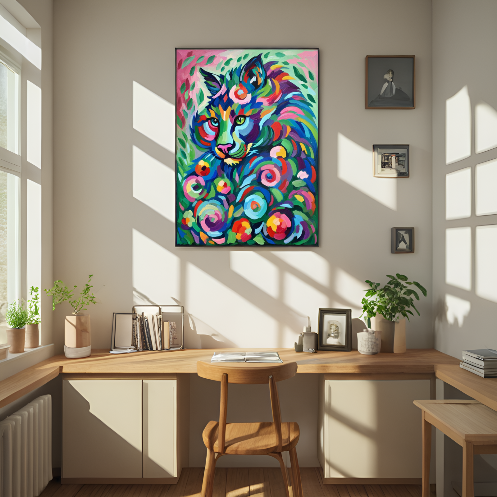 Chromatic Feline: A Whimsical Cat in a Kaleidoscope of Colors