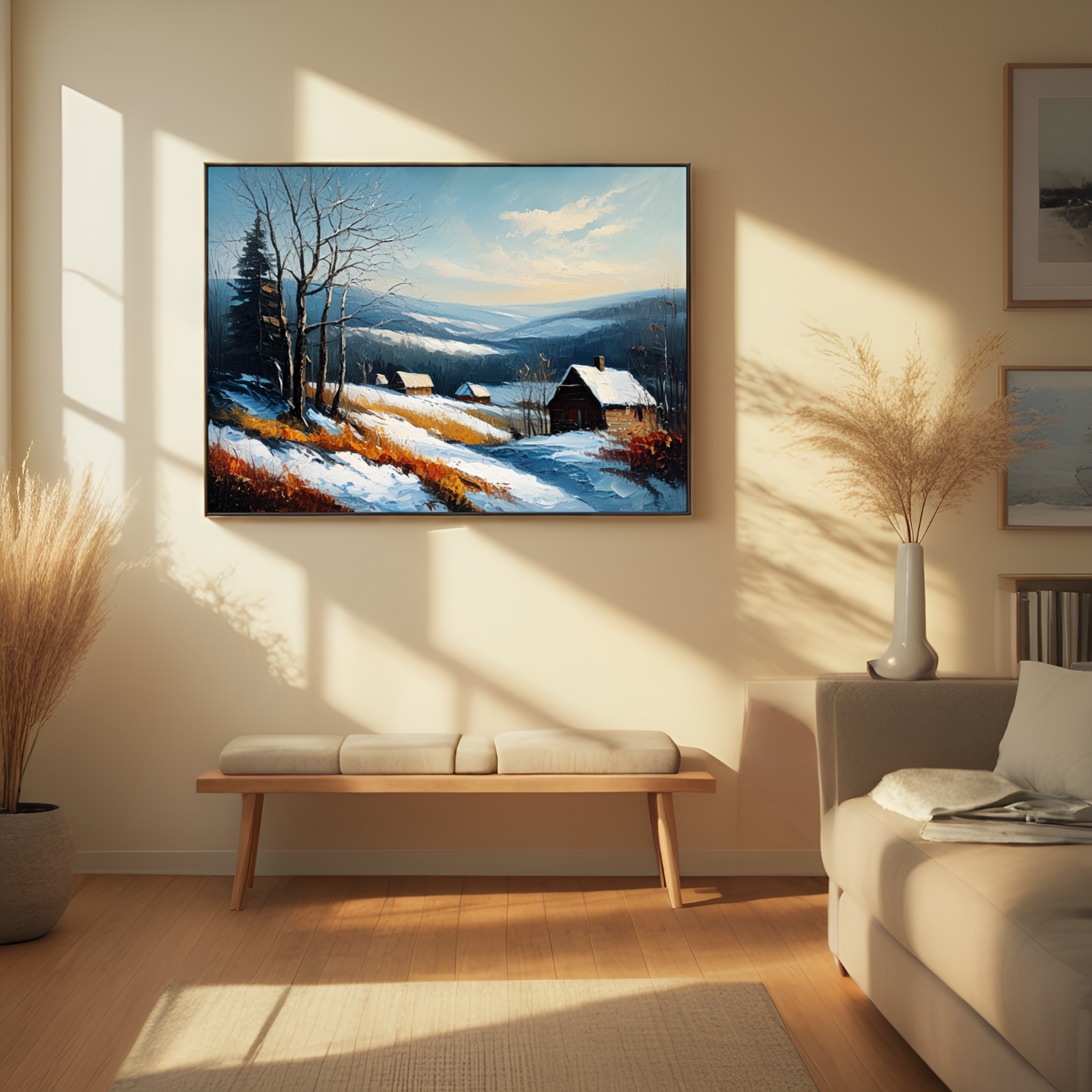Winter Serenity in Rural Landscape