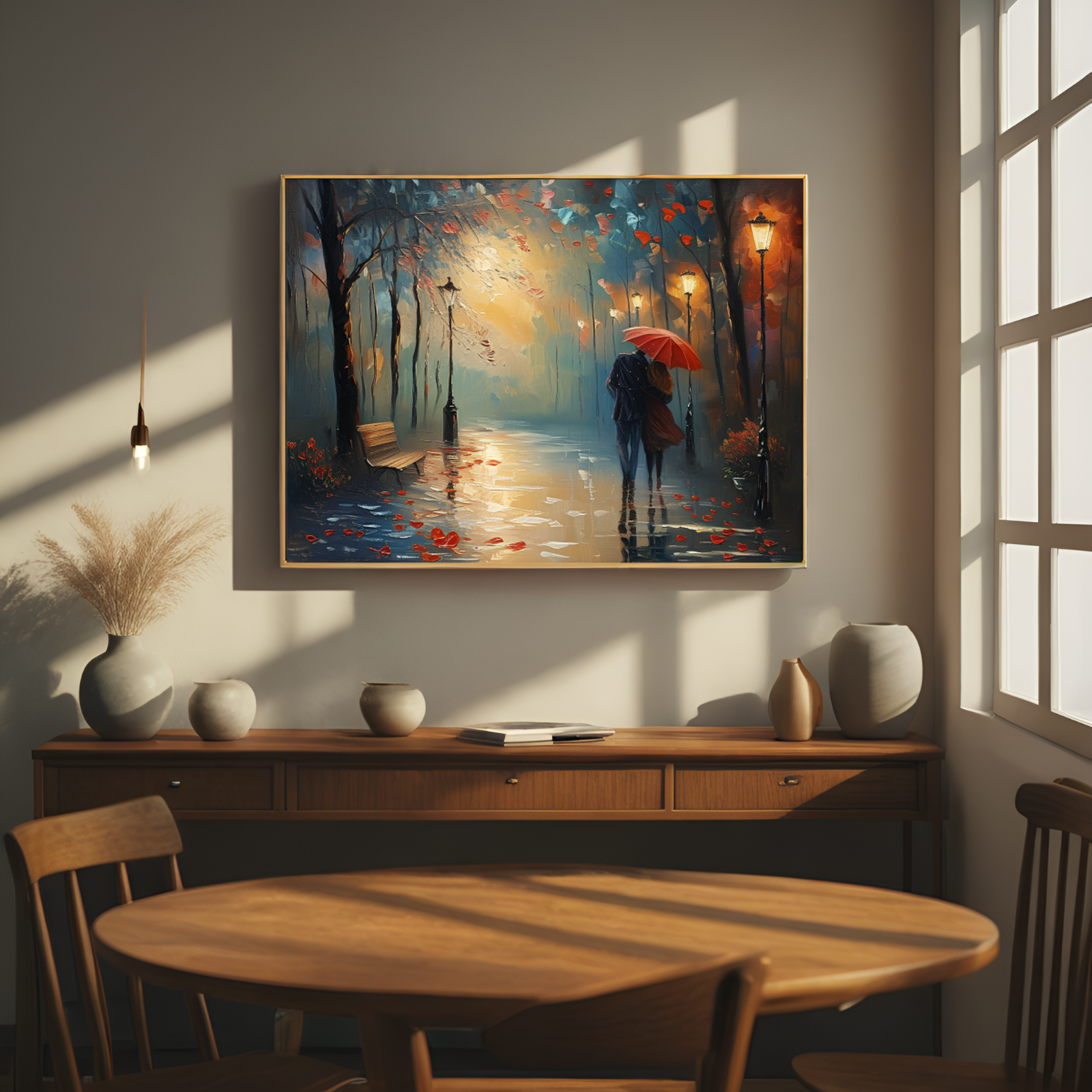 Romantic Stroll in the Rainy Lane