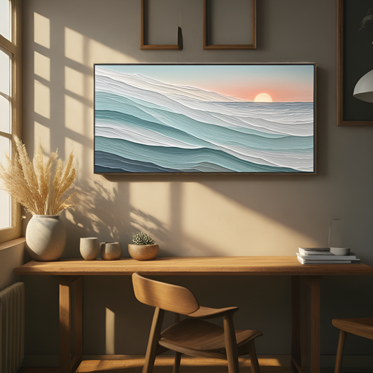 Sunset over the Ocean Waves