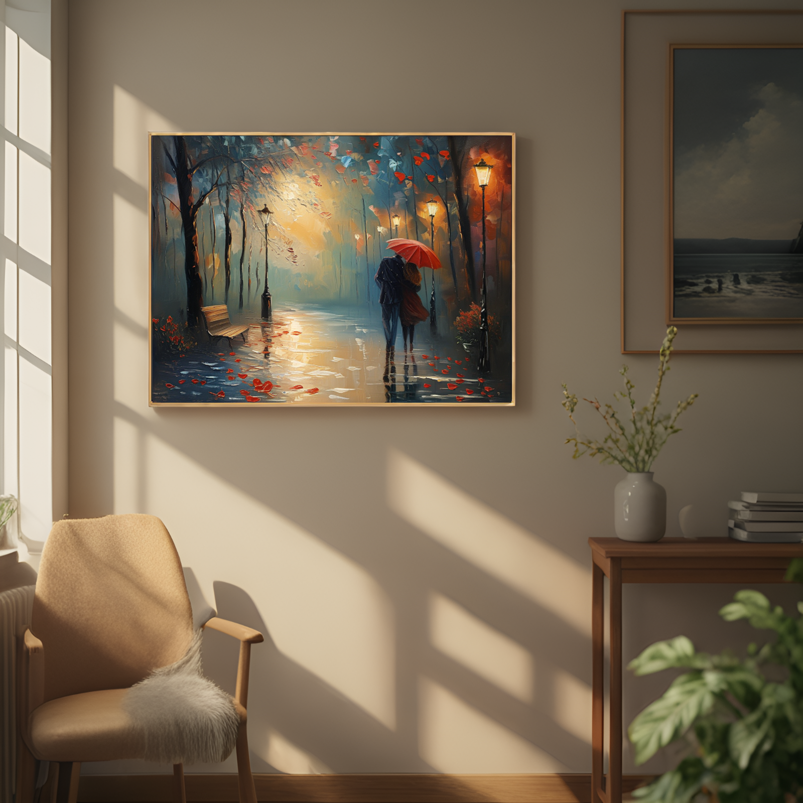 Romantic Stroll in the Rainy Lane