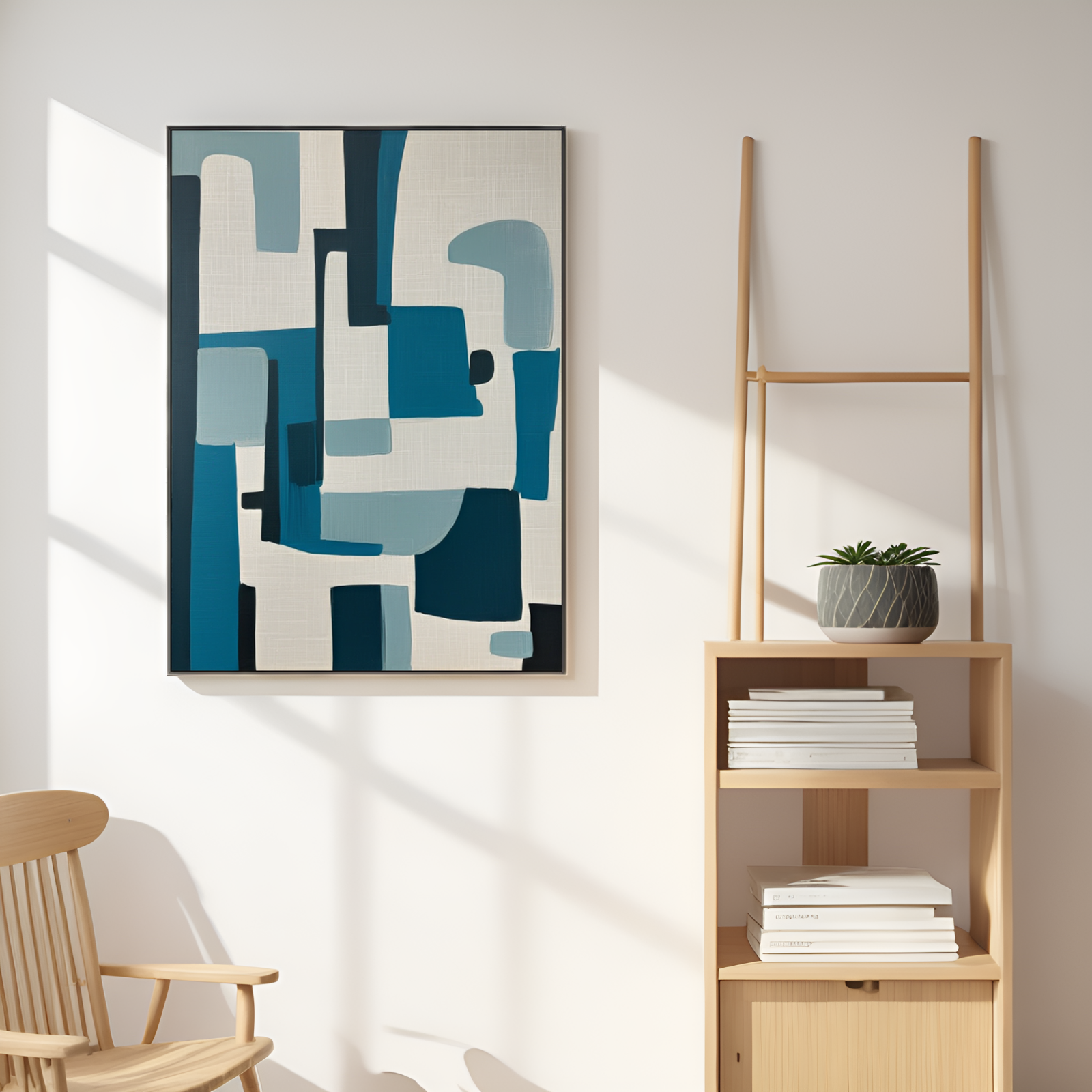 Abstract Symphony of Blues and Neutrals