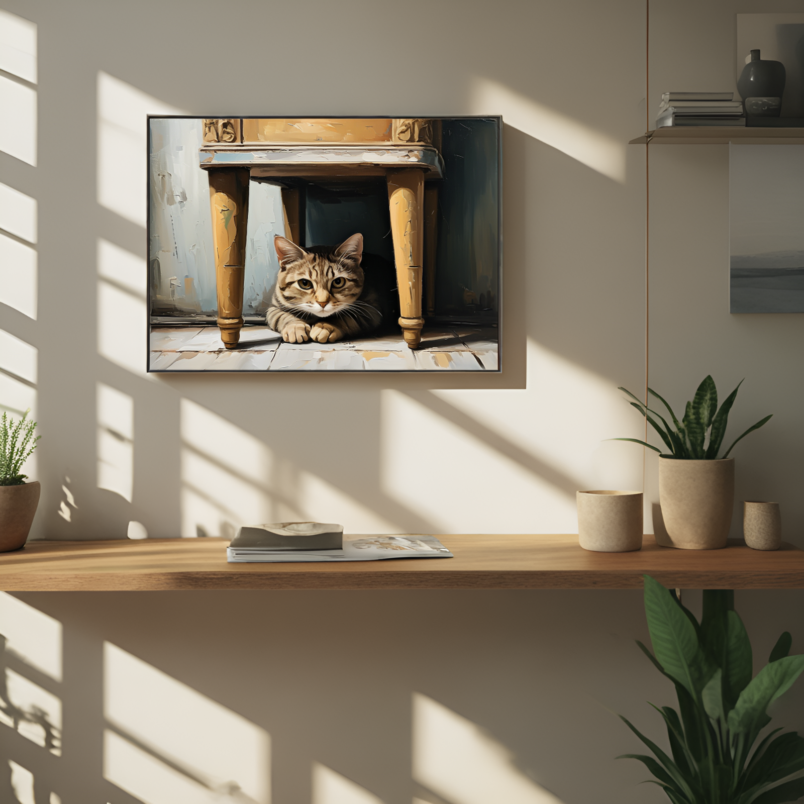 Tabby Cat in Hiding