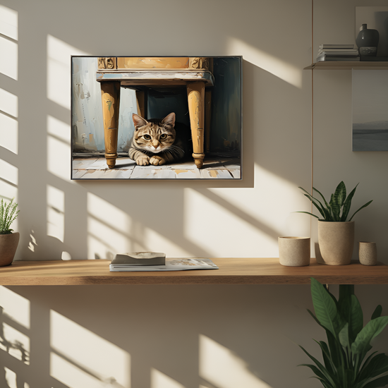 Tabby Cat in Hiding