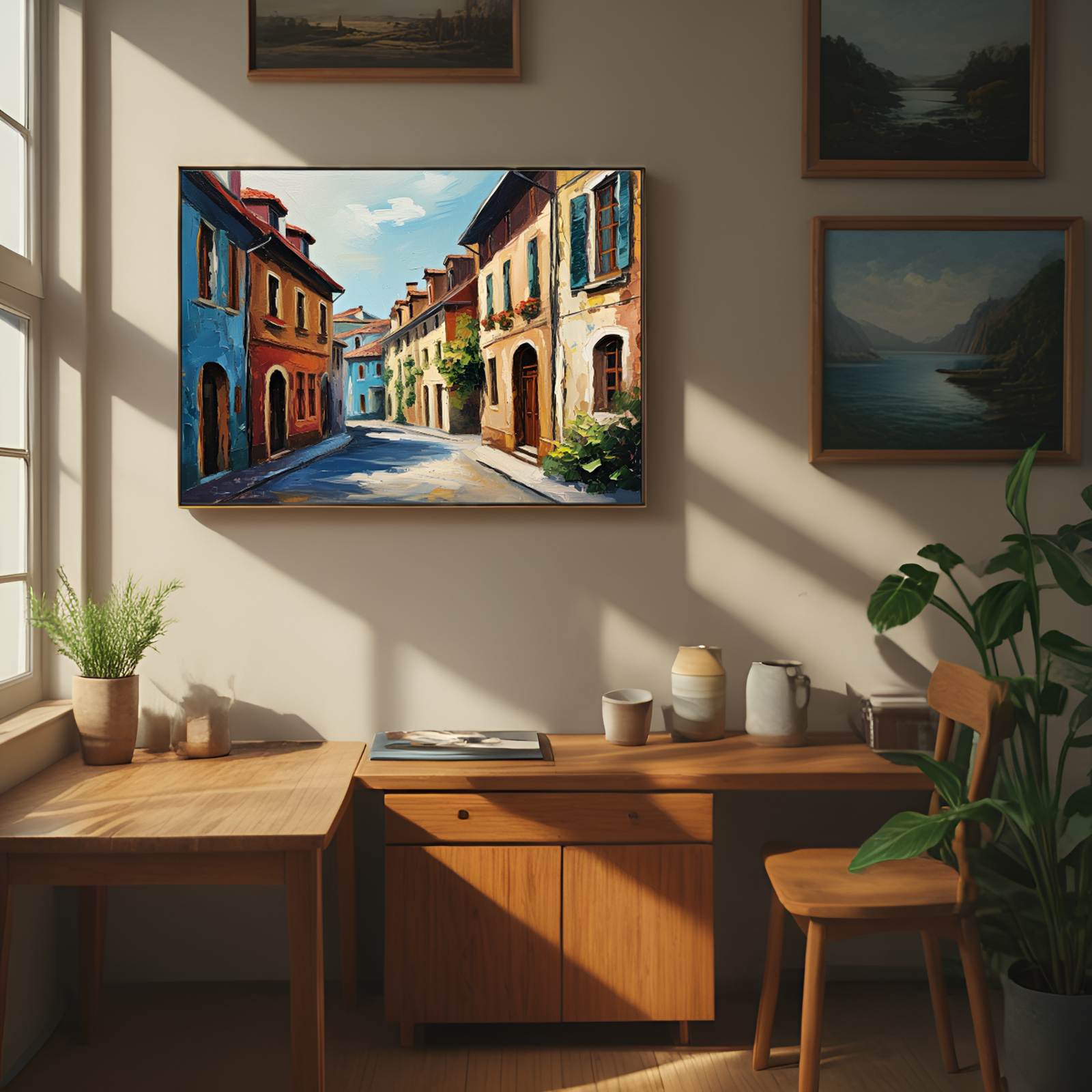 Charming Alleyway in a Colorful Town