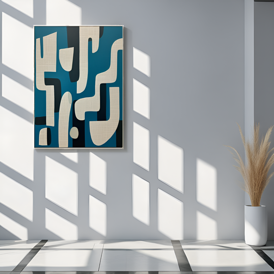 Geometric Reverie in Blue: The Dance of Shapes