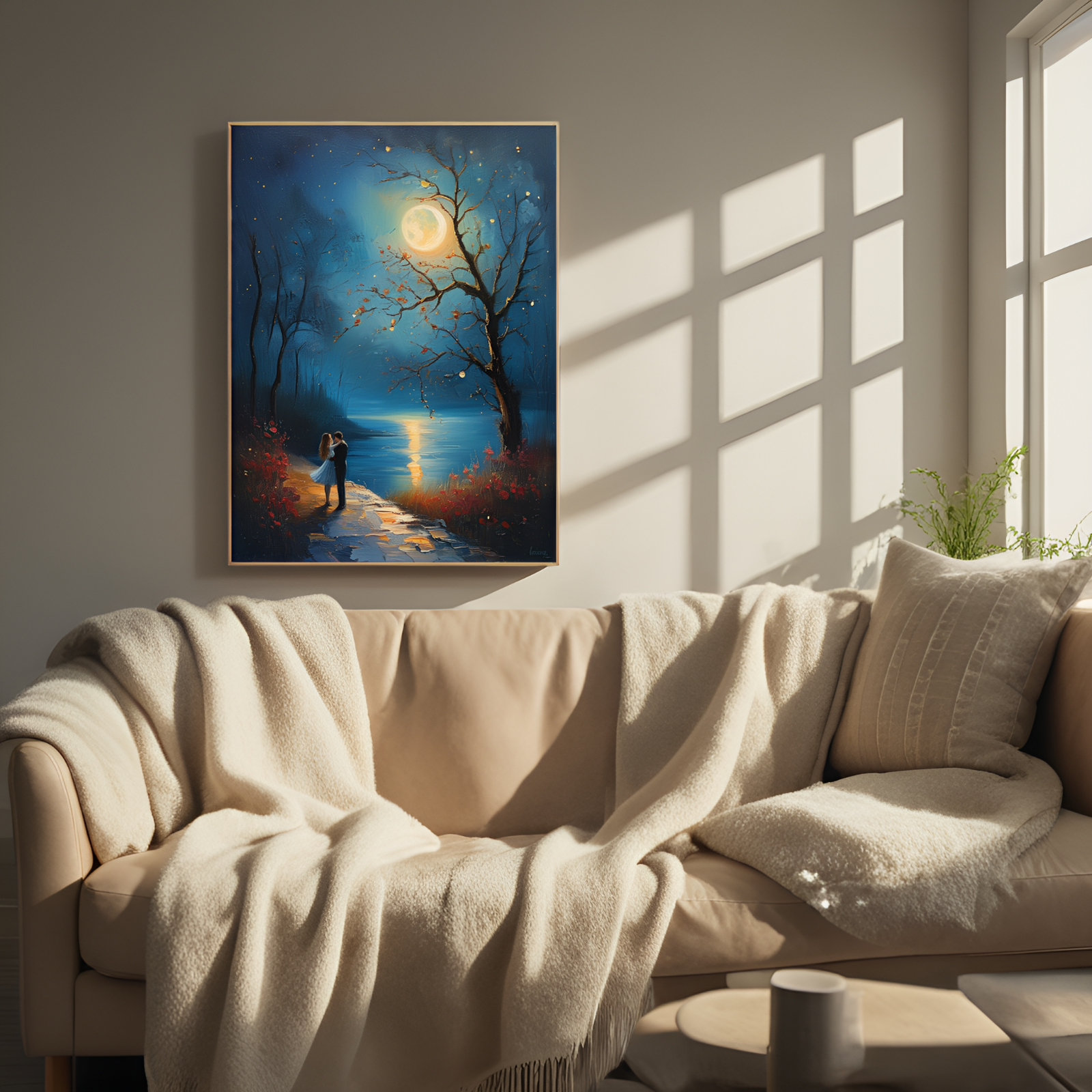 Moonlit Embrace by the Lakeside