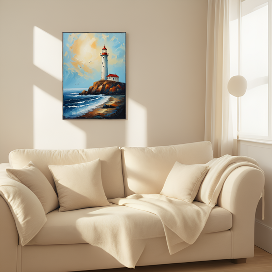Guiding Light on the Coast: A Serene Maritime Scene
