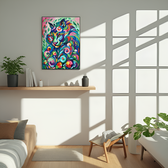 Chromatic Feline: A Whimsical Cat in a Kaleidoscope of Colors