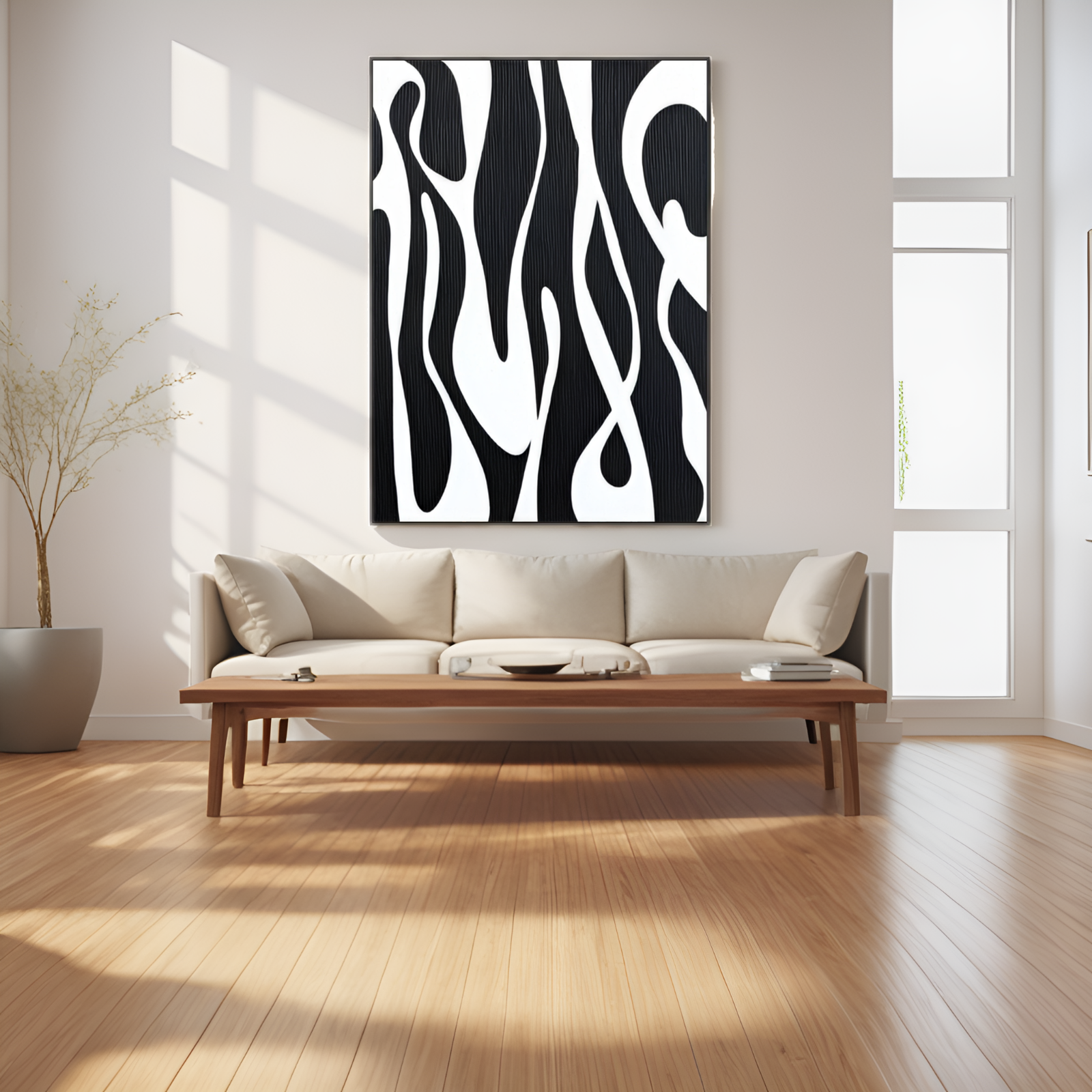 Fluid Forms in Monochrome: A Dynamic Abstract Composition
