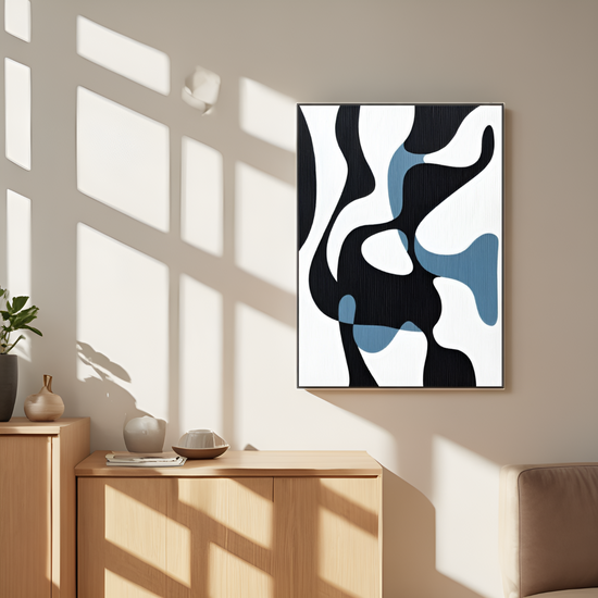 Fluid Abstraction: The Interplay of Shapes in Monochrome and Blue