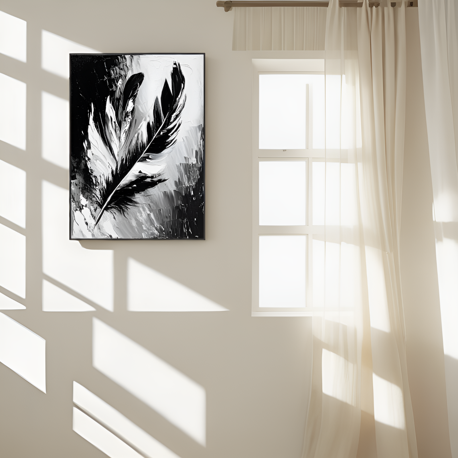 Ethereal Impressions: The Monochrome Feather