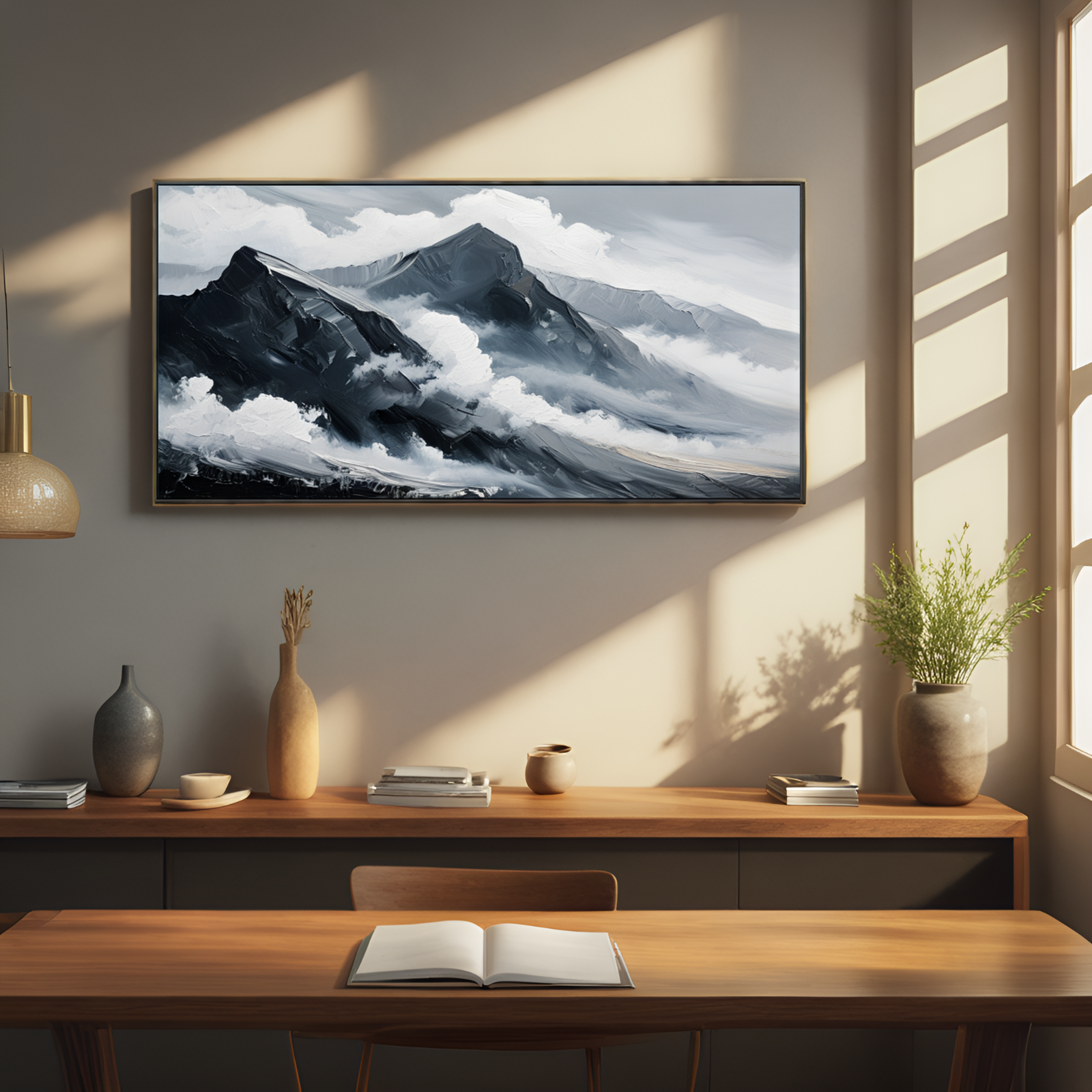 Mountain Peaks Enshrouded in Clouds