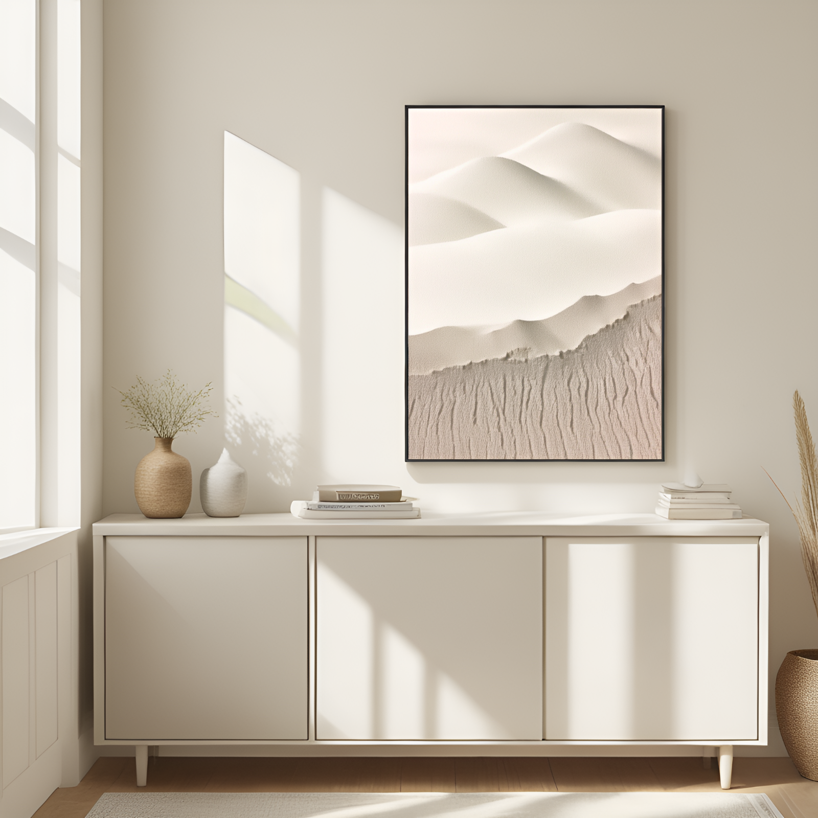 Sérénité des dunes : un paysage désertique monochrome 