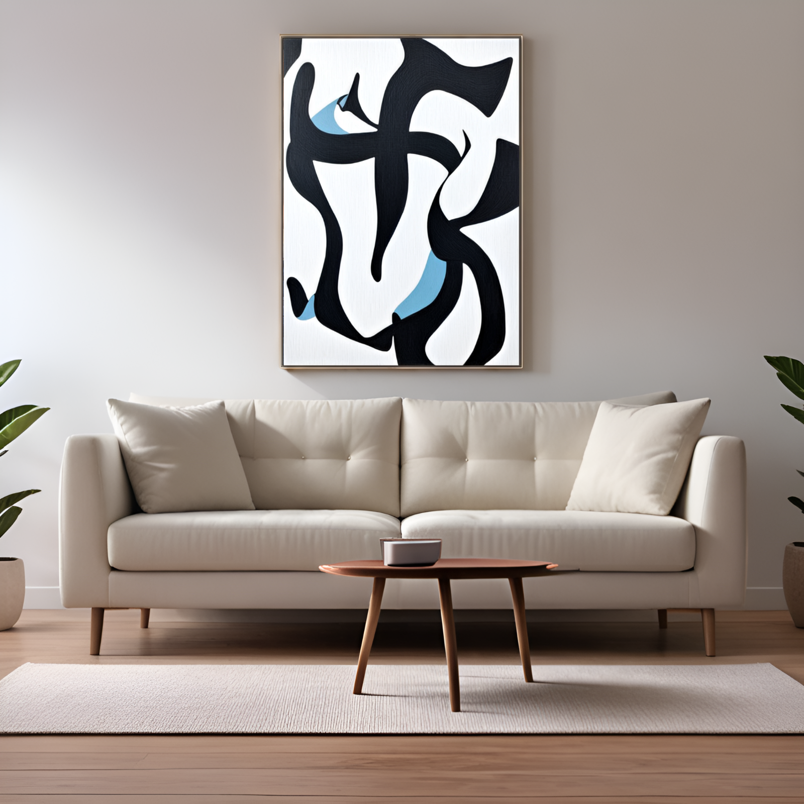 Ethereal Dance of Shapes: A Symphony in Monochrome with a Hint of Blue
