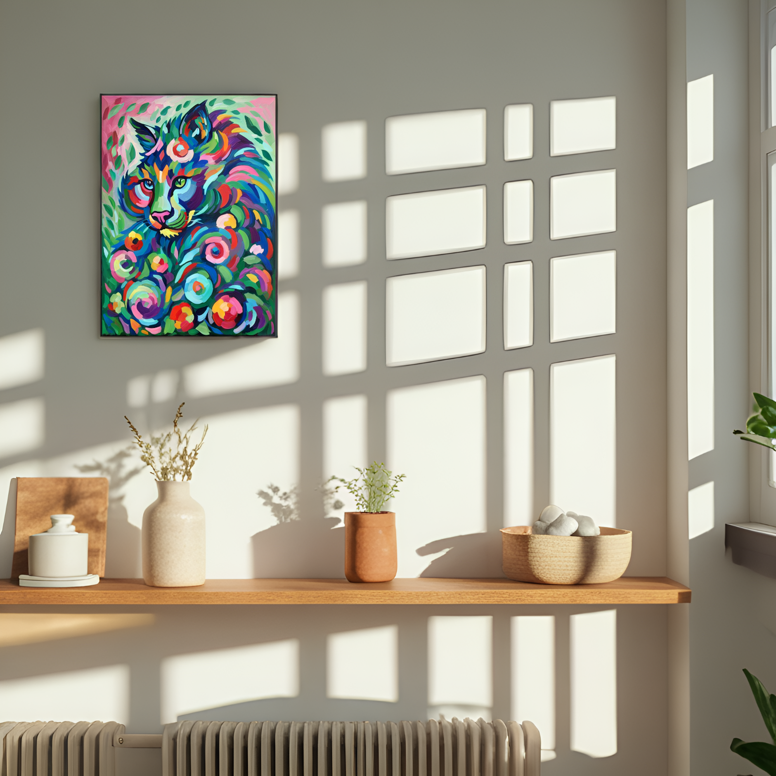 Chromatic Feline: A Whimsical Cat in a Kaleidoscope of Colors