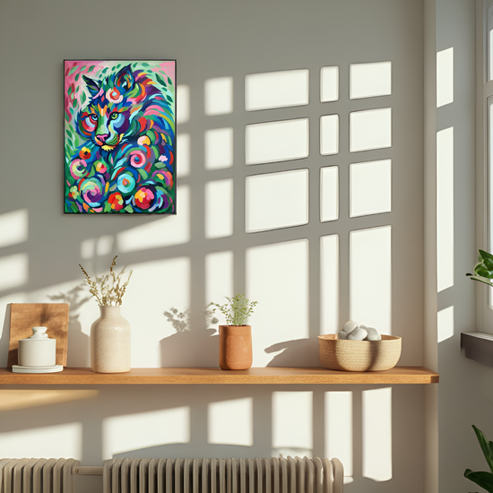 Chromatic Feline: A Whimsical Cat in a Kaleidoscope of Colors