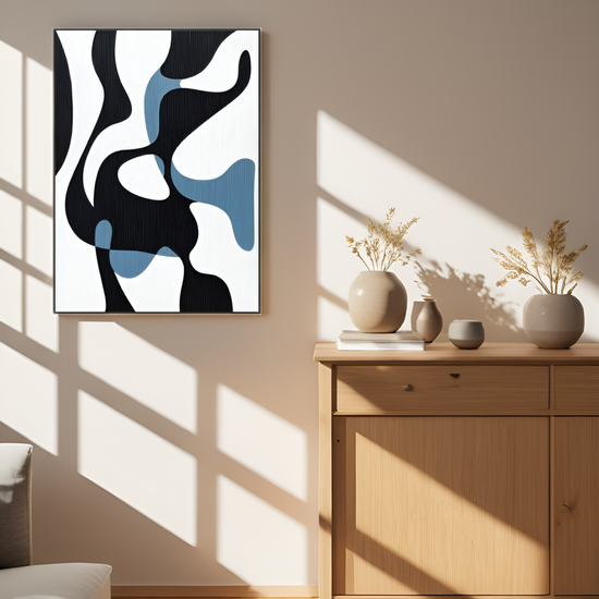 Fluid Abstraction: The Interplay of Shapes in Monochrome and Blue