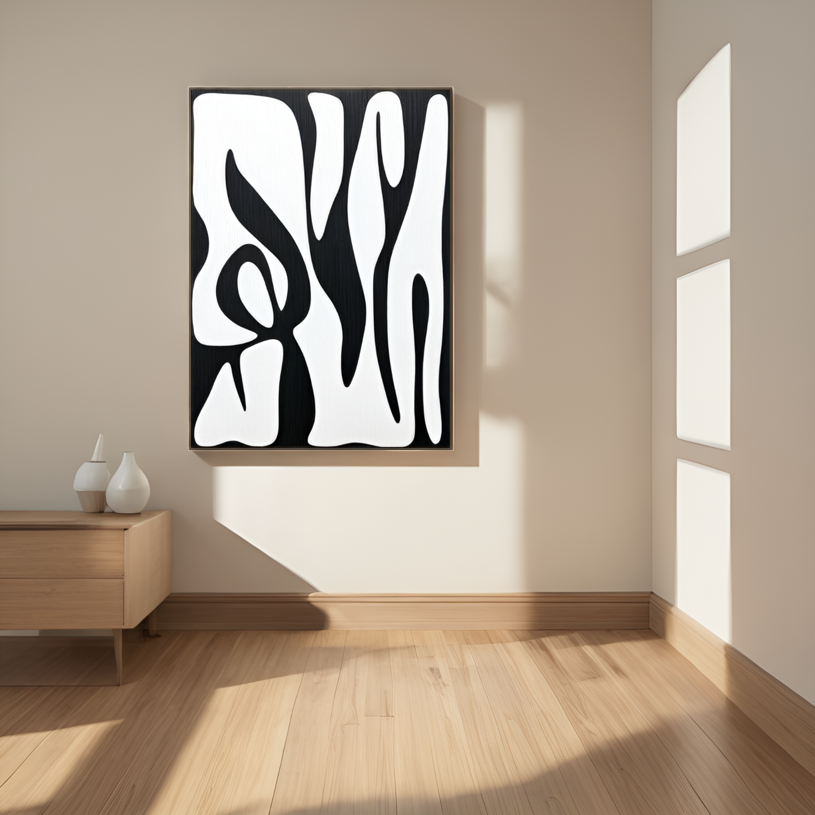 Dynamic Interplay: The Abstract Fusion of Black and White