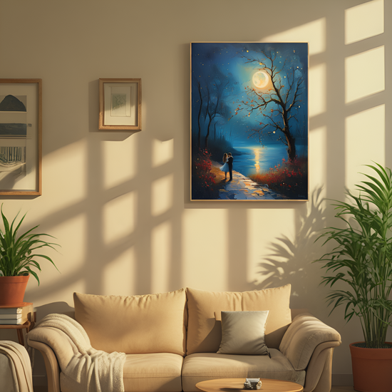Moonlit Embrace by the Lakeside