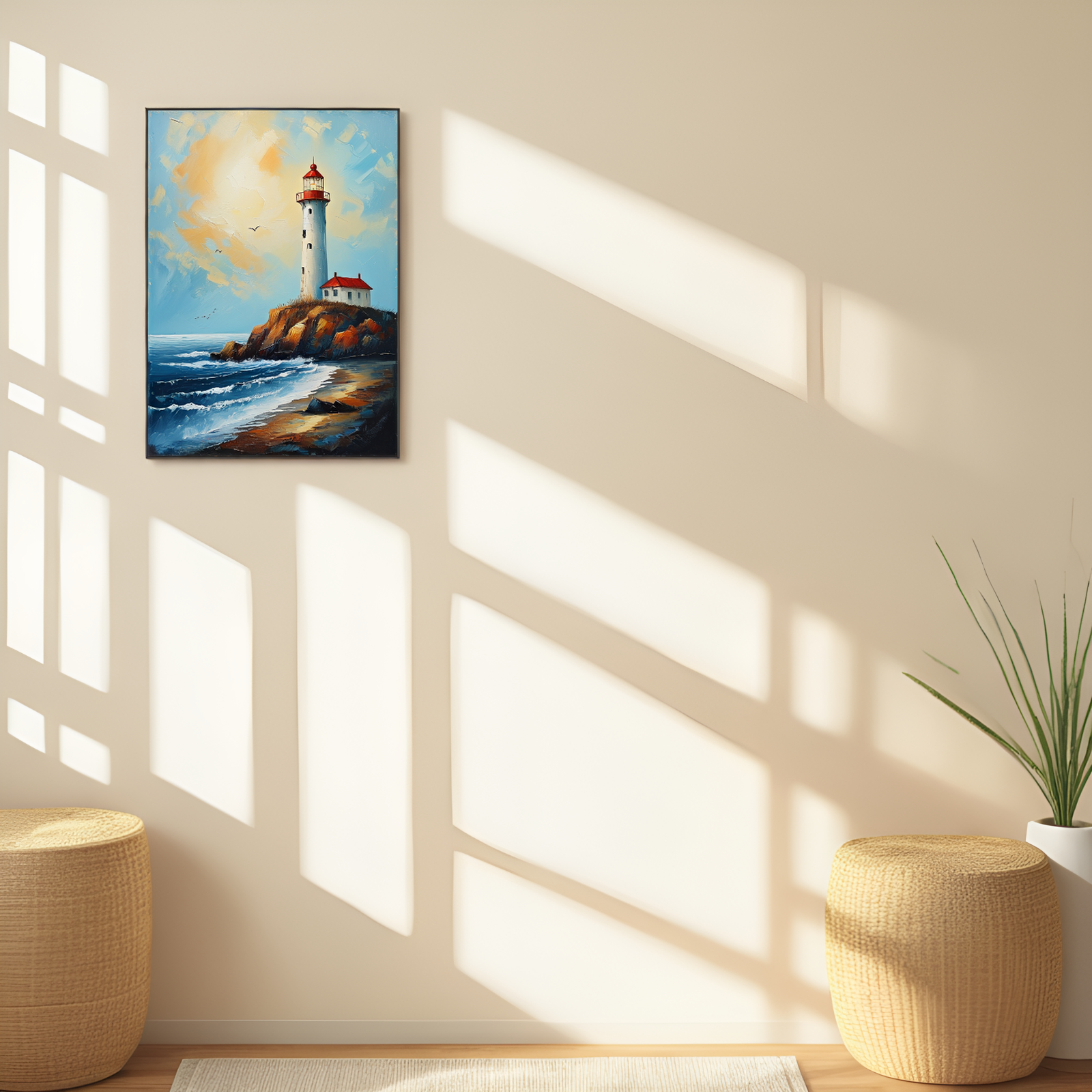Guiding Light on the Coast: A Serene Maritime Scene