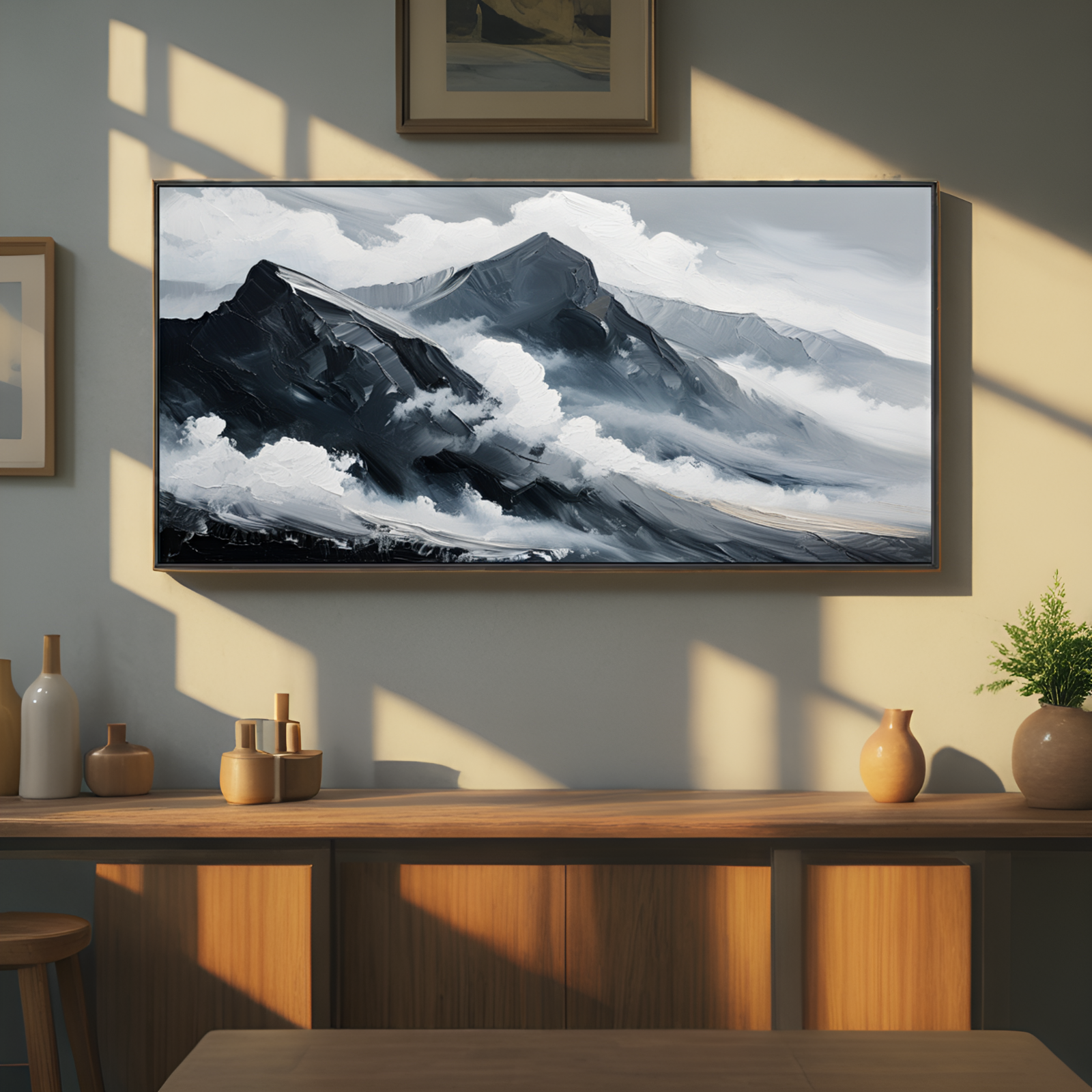 Mountain Peaks Enshrouded in Clouds
