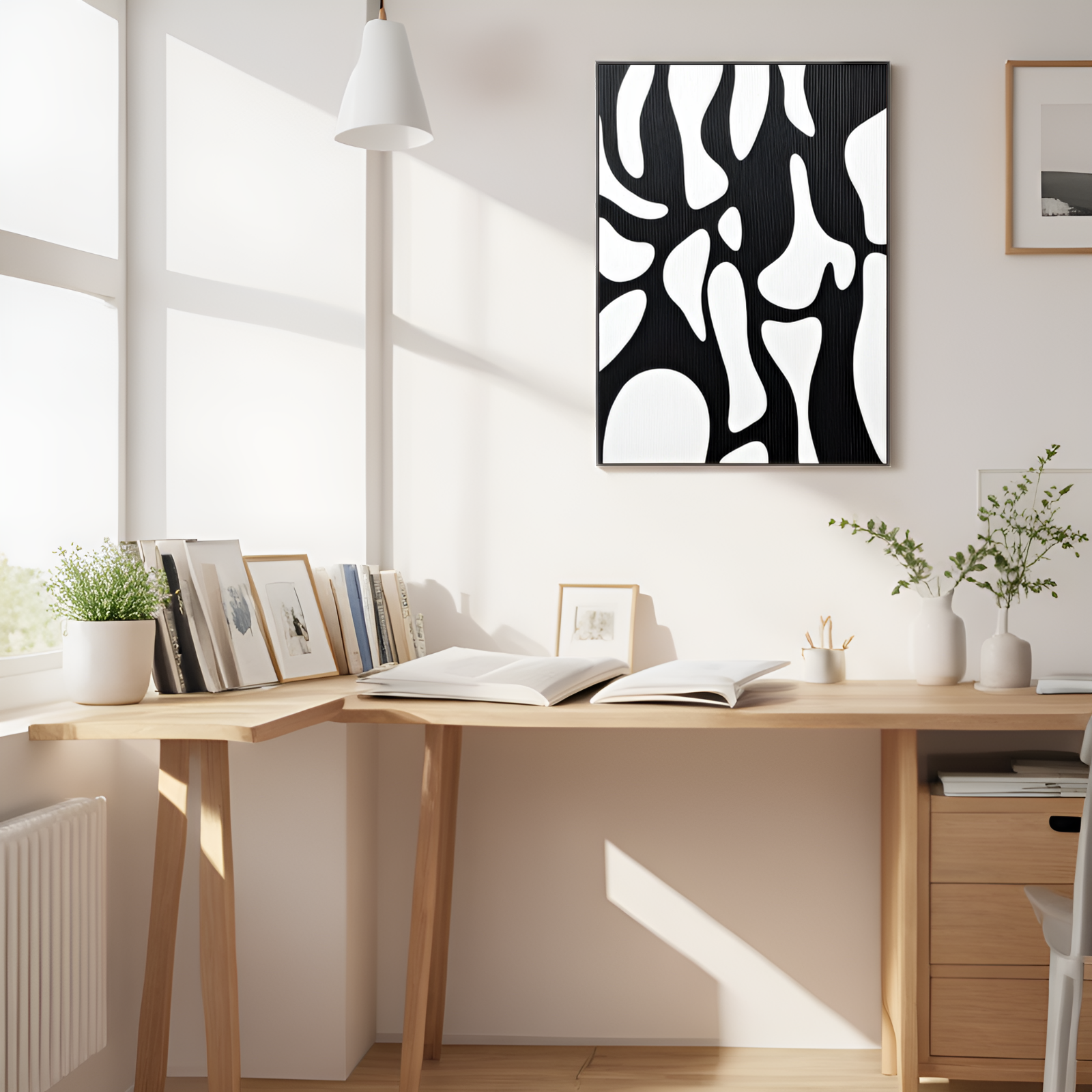 Abstraction entrelacée : la danse du noir et du blanc 