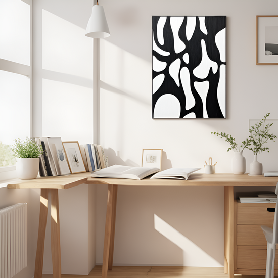 Abstraction entrelacée : la danse du noir et du blanc 