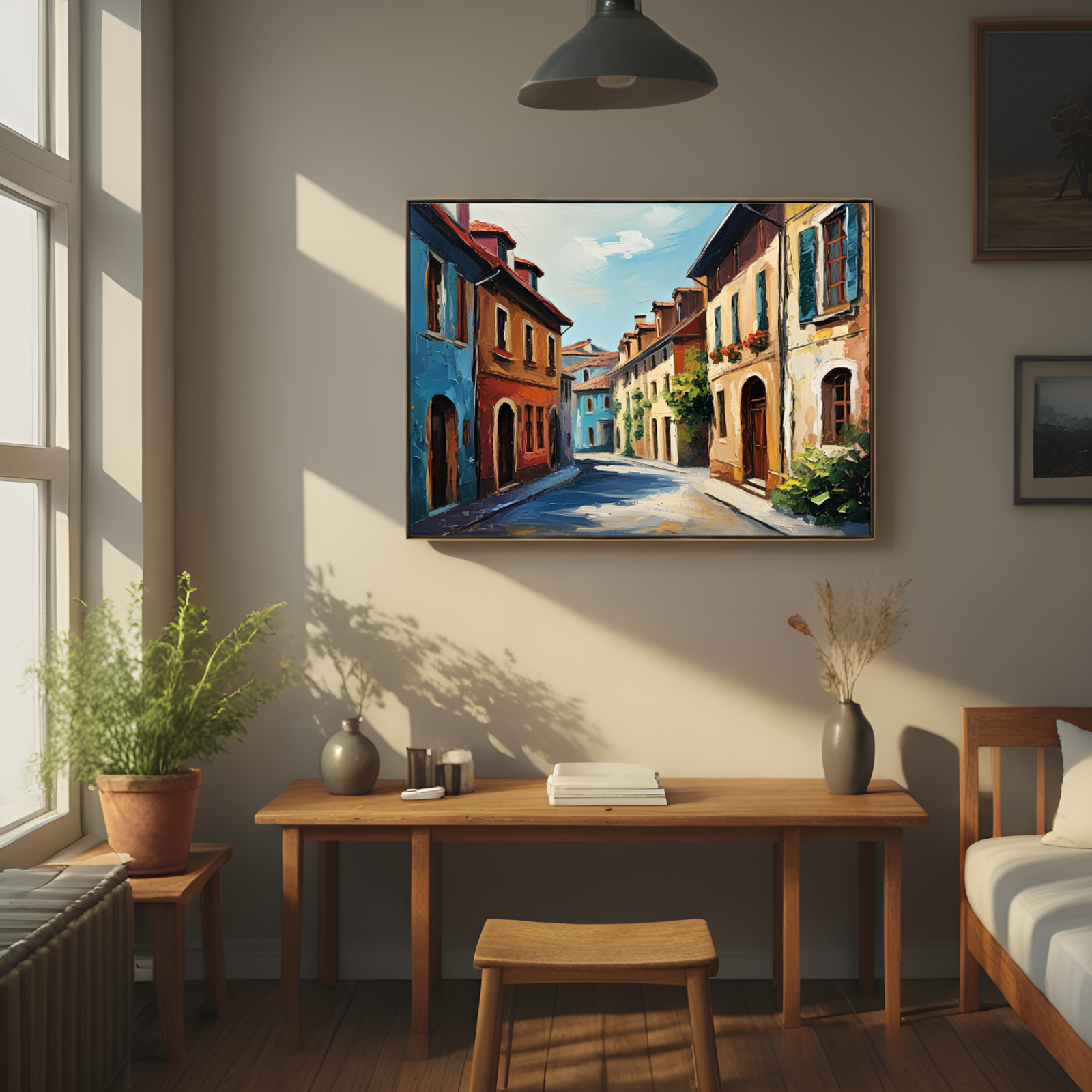 Charming Alleyway in a Colorful Town