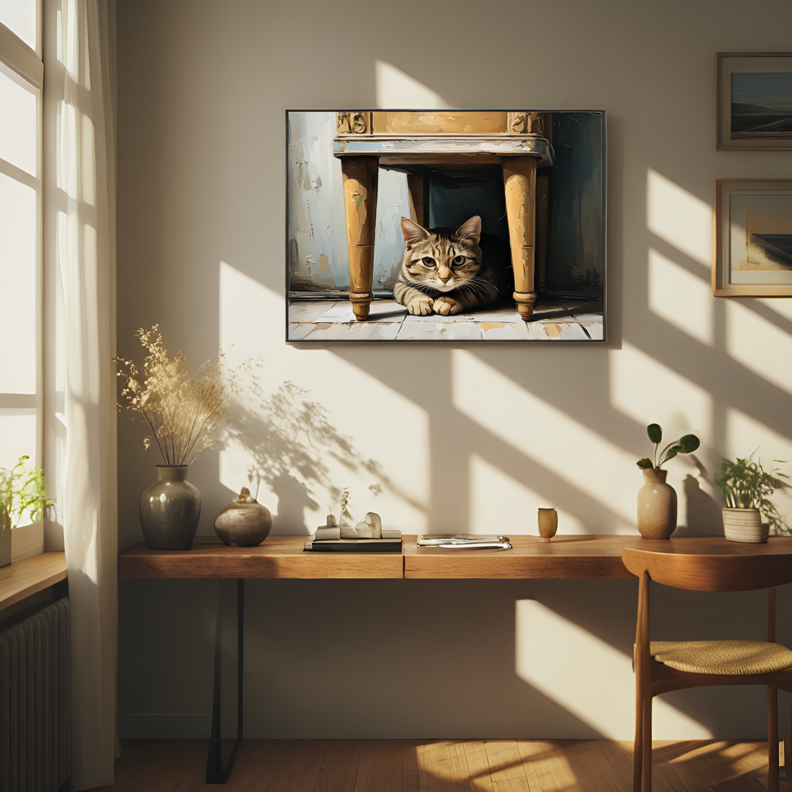 Tabby Cat in Hiding