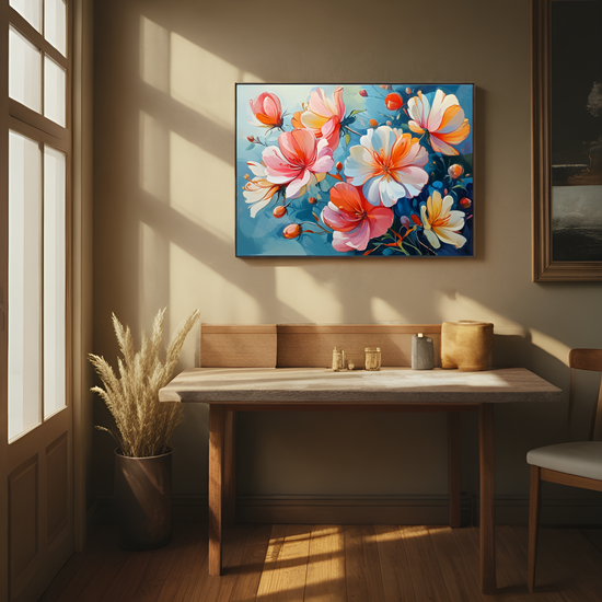 Délice fleuri aux teintes bleues 