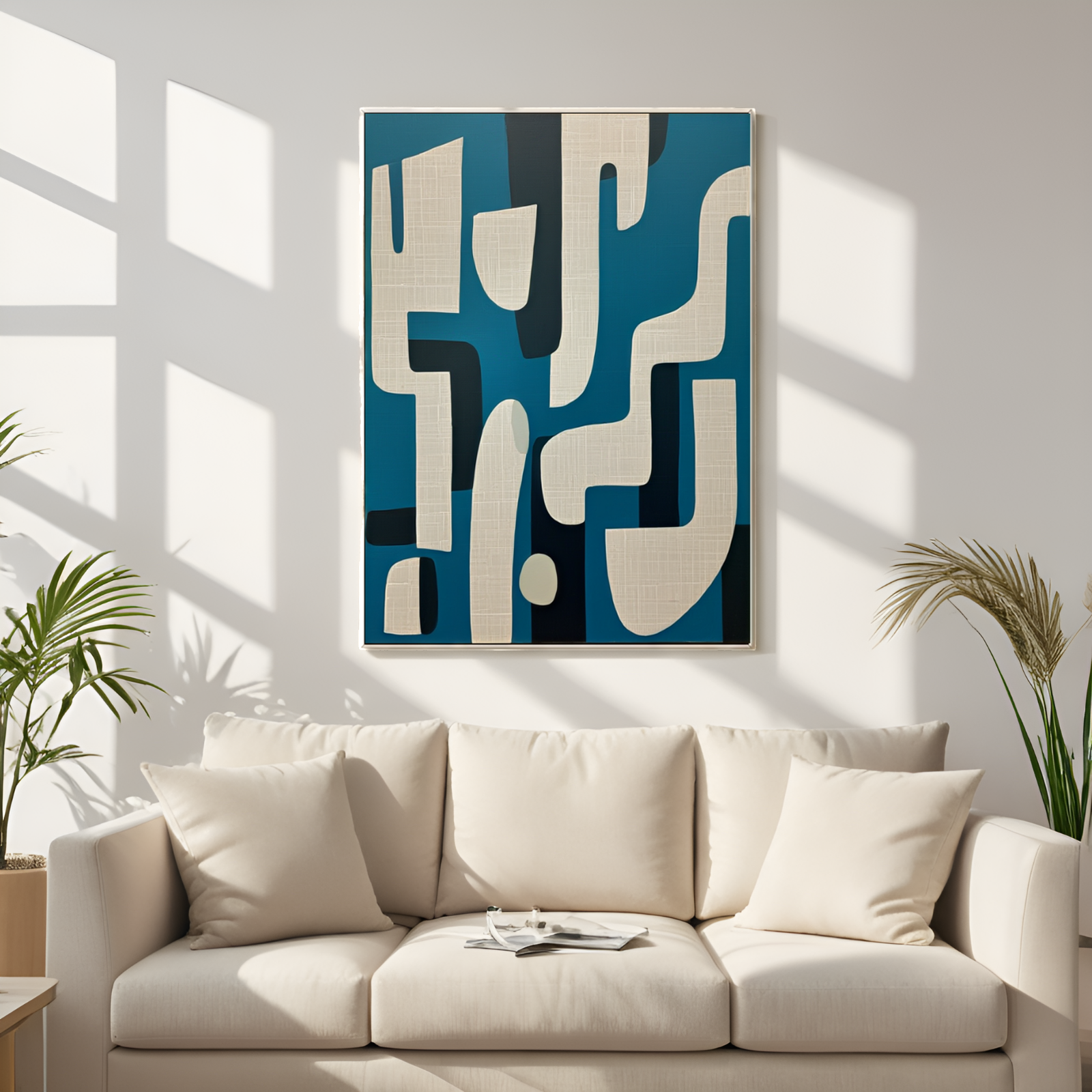 Geometric Reverie in Blue: The Dance of Shapes