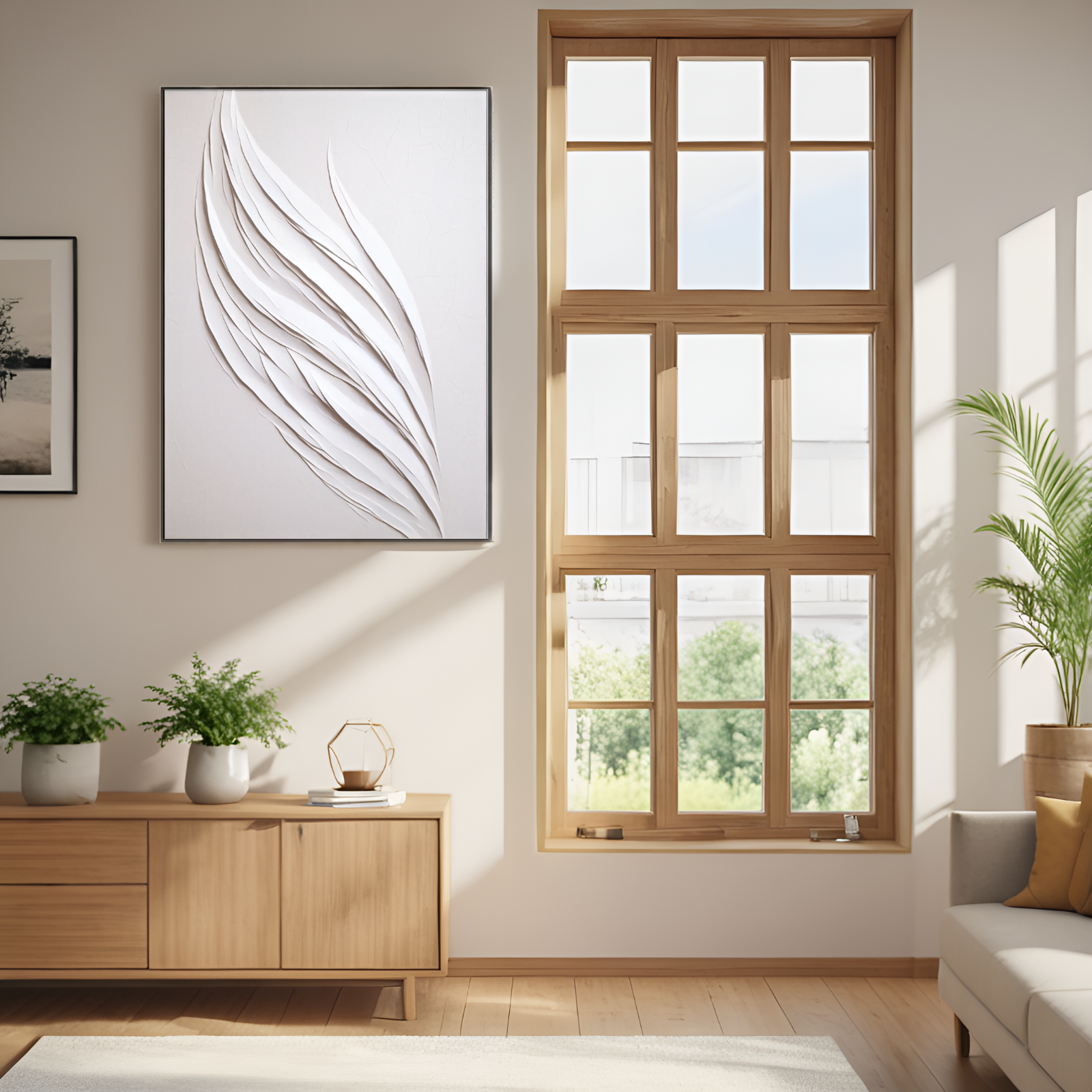 Elegant Whispers of White: The Abstract Foliage - inspired Artwork