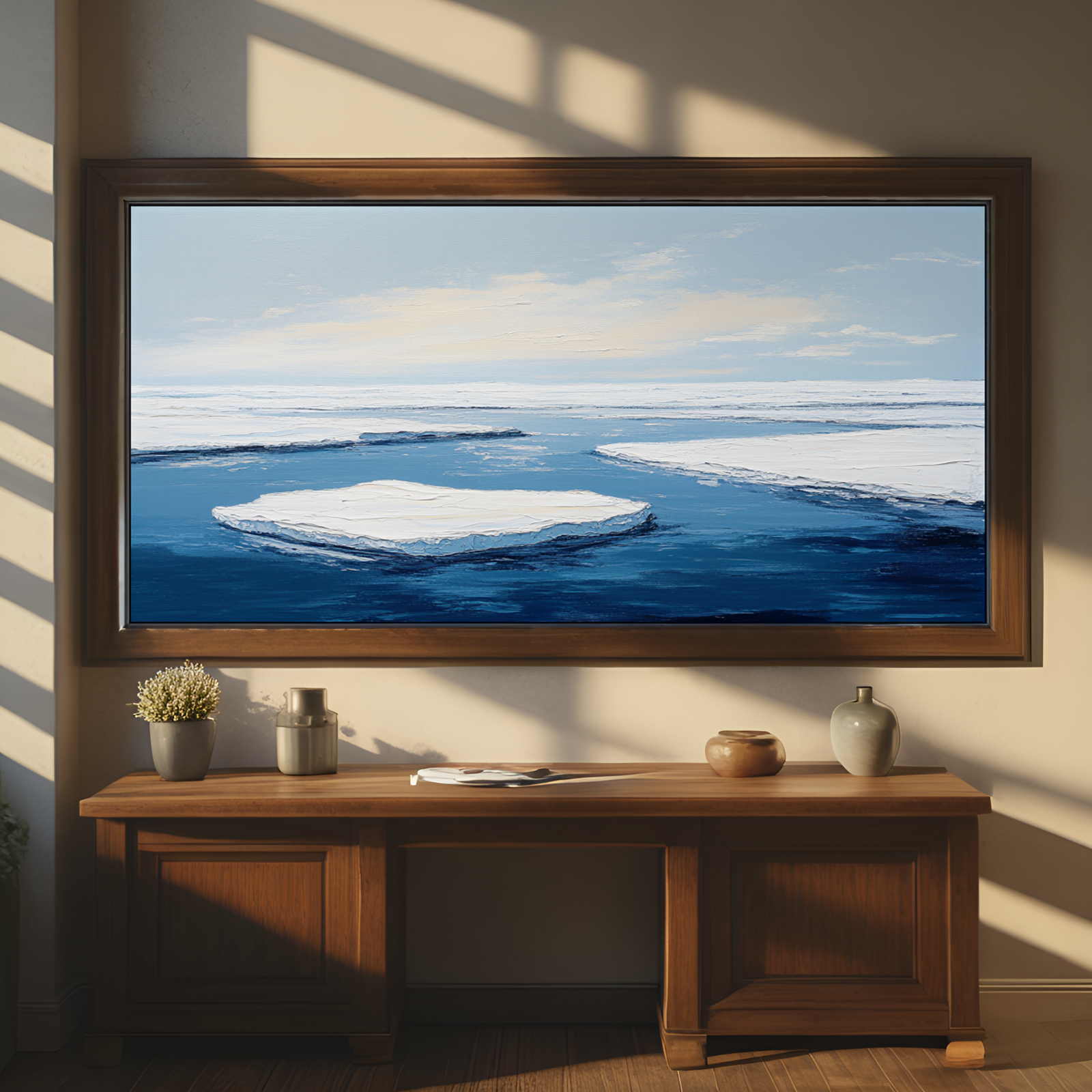 Serene Arctic Sea with Ice Floes