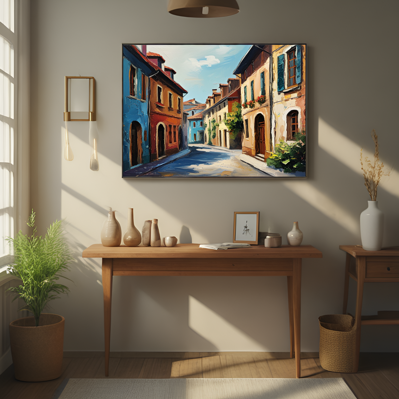 Charming Alleyway in a Colorful Town