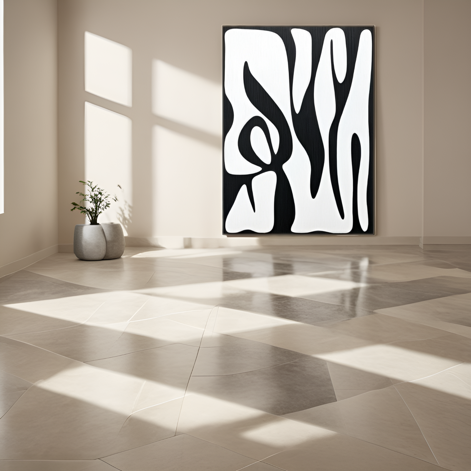 Dynamic Interplay: The Abstract Fusion of Black and White