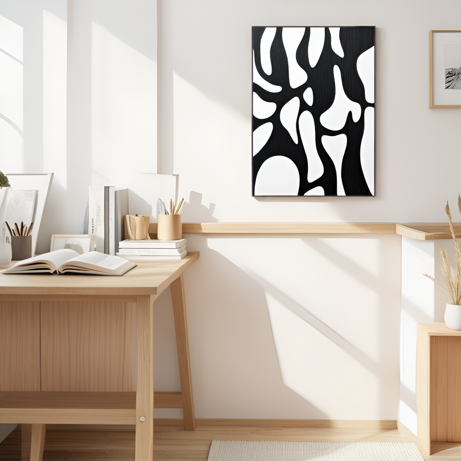 Abstraction entrelacée : la danse du noir et du blanc 