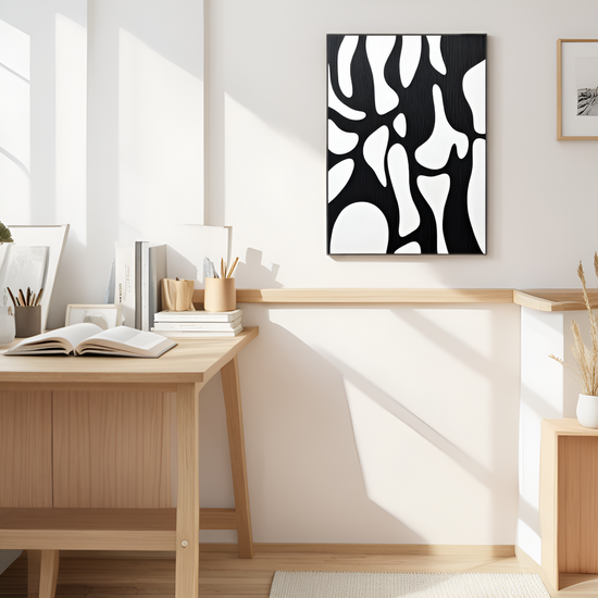 Abstraction entrelacée : la danse du noir et du blanc 