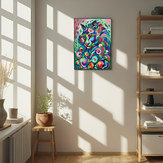 Chromatic Feline: A Whimsical Cat in a Kaleidoscope of Colors
